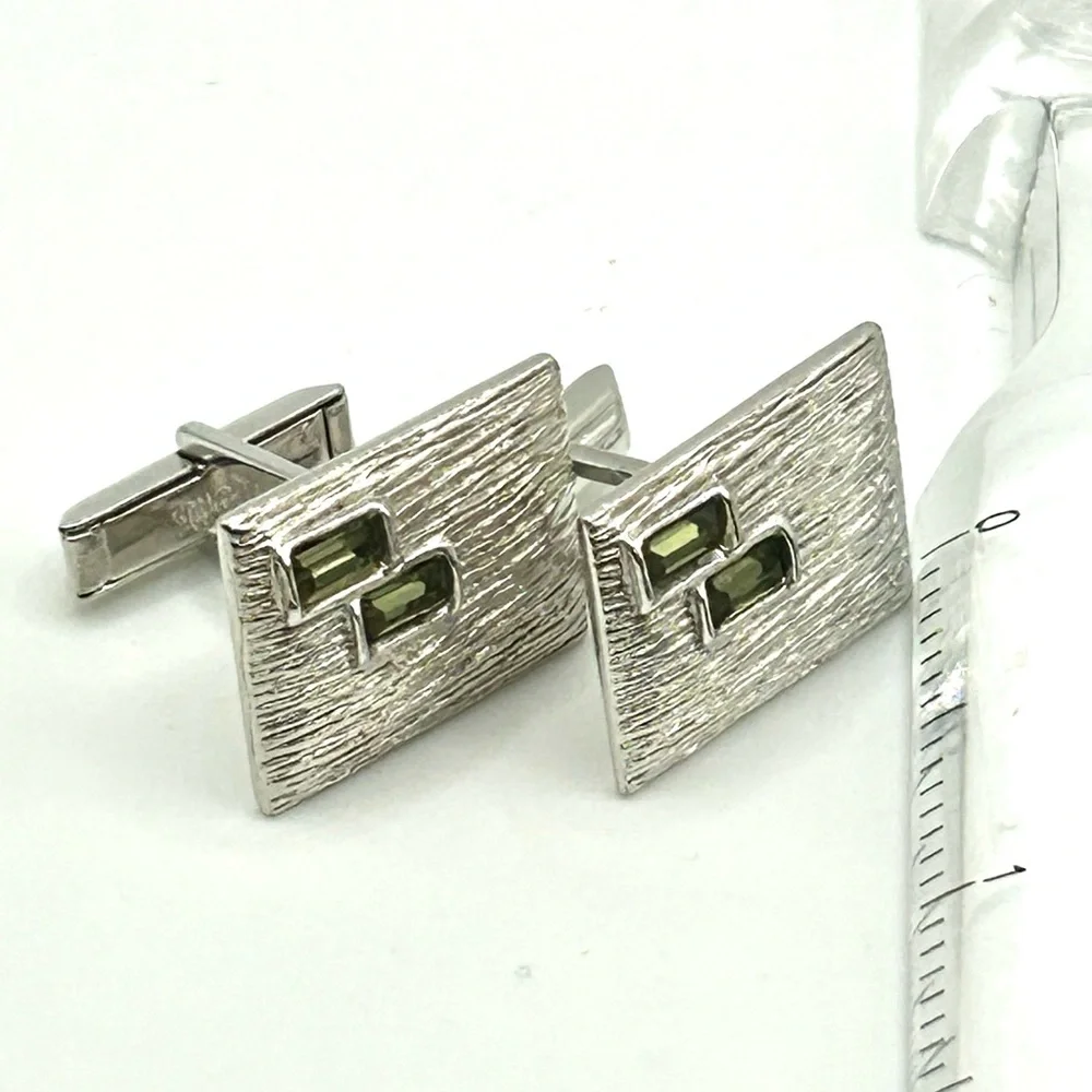 Vintage Swank Textured Silver Tone CuffLinks